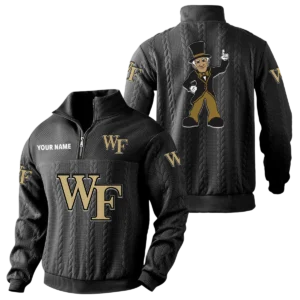 Wake Forest Demon Deacons Quarter-Zip Sweatshirt Stand Collar Custom Name