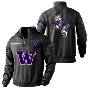 Washington Huskies Quarter-Zip Sweatshirt Stand Collar Custom Name