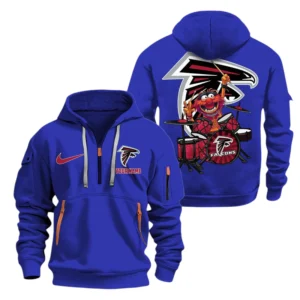 Atlanta Falcons Half Zip Hoodie Sports Hooded Multi-Pockets Custom Name
