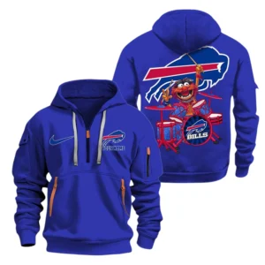 Buffalo Bills Half Zip Hoodie Sport Hooded Multi-Pockets Custom Text