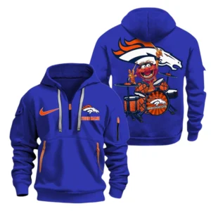Denver Broncos Half Zip Hoodie Sport Hooded Multi-Pockets Custom Text