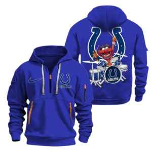 Indianapolis Colts Half Zip Hoodie Sport Hooded Multi-Pockets Custom Text