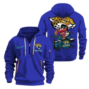 Jacksonville Jaguars Half Zip Hoodie Sport Hooded Multi-Pockets Custom Text