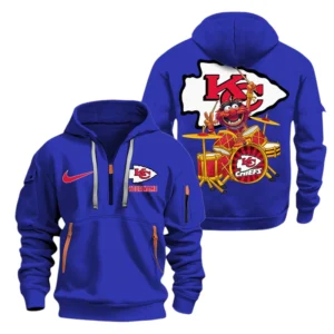 Kansas City Chiefs Half Zip Hoodie Sport Hooded Multi-Pockets Custom Text