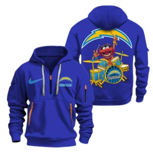 Los Angeles Chargers Half Zip Hoodie Sport Hooded Multi-Pockets Custom Text