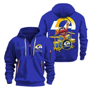 Los Angeles Rams Half Zip Hoodie Sport Hooded Multi-Pockets Custom Text