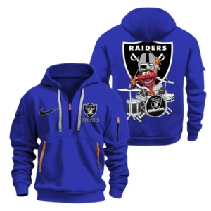 Las Vegas Raiders Half Zip Hoodie Sport Hooded Multi-Pockets Custom Text