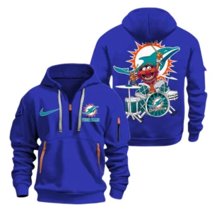 Miami Dolphins Half Zip Hoodie Sport Hooded Multi-Pockets Custom Text