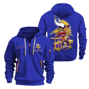 Minnesota Vikings Half Zip Hoodie Sport Hooded Multi-Pockets Custom Text