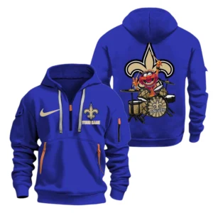 New Orleans Saints Half Zip Hoodie Sport Hooded Multi-Pockets Custom Text