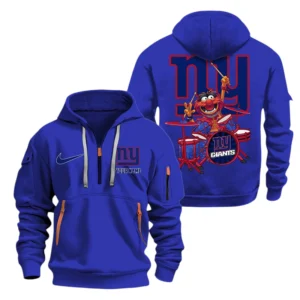 New York Giants Half Zip Hoodie Sport Hooded Multi-Pockets Custom Text