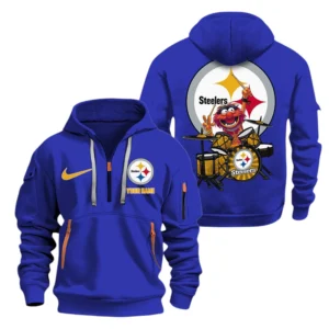 Pittsburgh Steelers Half Zip Hoodie Sport Hooded Multi-Pockets Custom Text