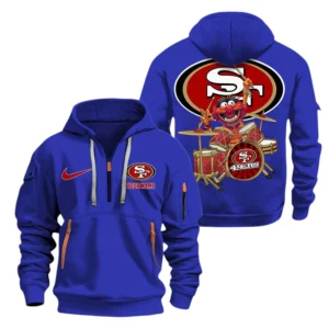 San Francisco 49ers Half Zip Hoodie Sport Hooded Multi-Pockets Custom Text
