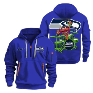 Seattle Seahawks Half Zip Hoodie Sport Hooded Multi-Pockets Custom Text
