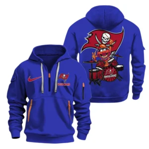 Tampa Bay Buccaneers Half Zip Hoodie Sport Hooded Multi-Pockets Custom Text