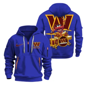 Washington Commanders Half Zip Hoodie Sport Hooded Multi-Pockets Custom Text
