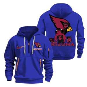 Arizona Cardinals Half Zip Hoodie Sport Hooded Multi-Pockets Personalized Text