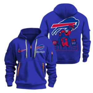 Buffalo Bills Half Zip Hoodie Sport Hooded Multi-Pockets Personalized Text