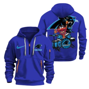 Carolina Panthers Half Zip Hoodie Sport Hooded Multi-Pockets Custom Text