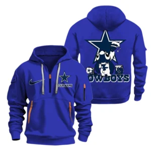 Dallas Cowboys Half Zip Hoodie Sport Hooded Multi-Pockets Personalized Text