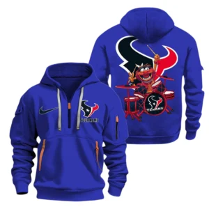 Houston Texans Half Zip Hoodie Sport Hooded Multi-Pockets Custom Text