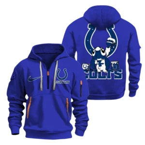 Indianapolis Colts Half Zip Hoodie Sport Hooded Multi-Pockets Personalized Text