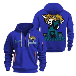 Jacksonville Jaguars Half Zip Hoodie Sport Hooded Multi-Pockets Personalized Text