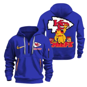 Kansas City Chiefs Half Zip Hoodie Sport Hooded Multi-Pockets Personalized Text