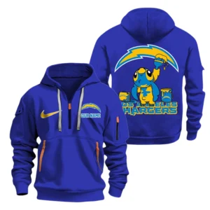 Los Angeles Chargers Half Zip Hoodie Sport Hooded Multi-Pockets Personalized Text