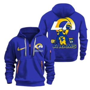 Los Angeles Rams Half Zip Hoodie Sport Hooded Multi-Pockets Personalized Text