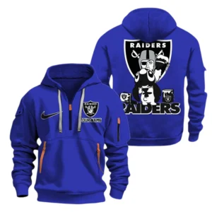 Las Vegas Raiders Half Zip Hoodie Sport Hooded Multi-Pockets Personalized Text