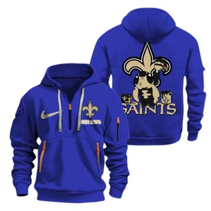 New Orleans Saints Half Zip Hoodie Sport Hooded Multi-Pockets Personalized Text