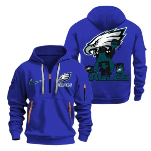 Philadelphia Eagles Half Zip Hoodie Sport Hooded Multi-Pockets Personalized Text