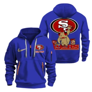 San Francisco 49ers Half Zip Hoodie Sport Hooded Multi-Pockets Personalized Text