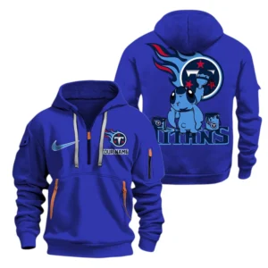 Tennessee Titans Half Zip Hoodie Sport Hooded Multi-Pockets Personalized Text