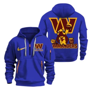 Washington Commanders Half Zip Hoodie Sport Hooded Multi-Pockets Personalized Text