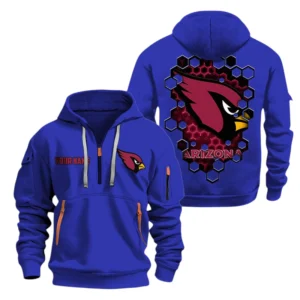 Arizona Cardinals Half Zip Hoodie Sport Hooded Multi-Pockets Personalized Name