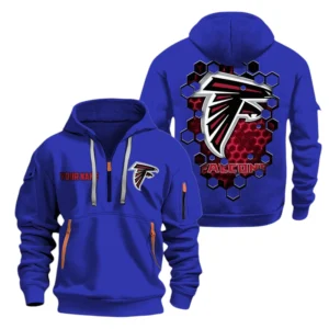 Atlanta Falcons Half Zip Hoodie Sport Hooded Multi-Pockets Personalized Name