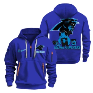 Carolina Panthers Half Zip Hoodie Sport Hooded Multi-Pockets Personalized Text