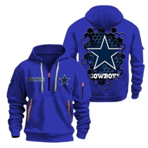 Dallas Cowboys Half Zip Hoodie Sport Hooded Multi-Pockets Personalized Name
