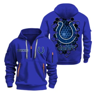 Indianapolis Colts Half Zip Hoodie Sport Hooded Multi-Pockets Personalized Name