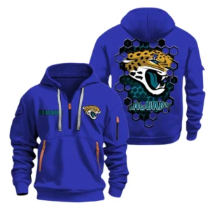 Jacksonville Jaguars Half Zip Hoodie Sport Hooded Multi-Pockets Personalized Name
