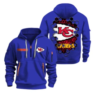 Kansas City Chiefs Half Zip Hoodie Sport Hooded Multi-Pockets Personalized Name