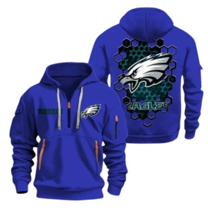 Philadelphia Eagles Half Zip Hoodie Sport Hooded Multi-Pockets Personalized Name