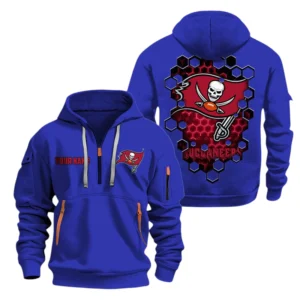 Tampa Bay Buccaneers Half Zip Hoodie Sport Hooded Multi-Pockets Personalized Name