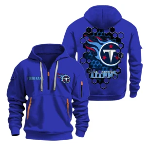 Tennessee Titans Half Zip Hoodie Sport Hooded Multi-Pockets Personalized Name