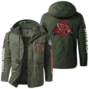 Arizona Cardinals Windproof Fleece Jacket Hooded Custom Name