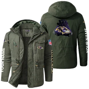 Baltimore Ravens Windproof Fleece Jacket Hooded Custom Name