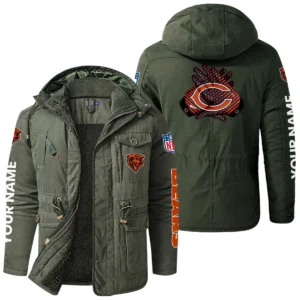 Chicago Bears Windproof Fleece Jacket Hooded Custom Name