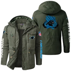 Carolina Panthers Windproof Fleece Jacket Hooded Custom Name
